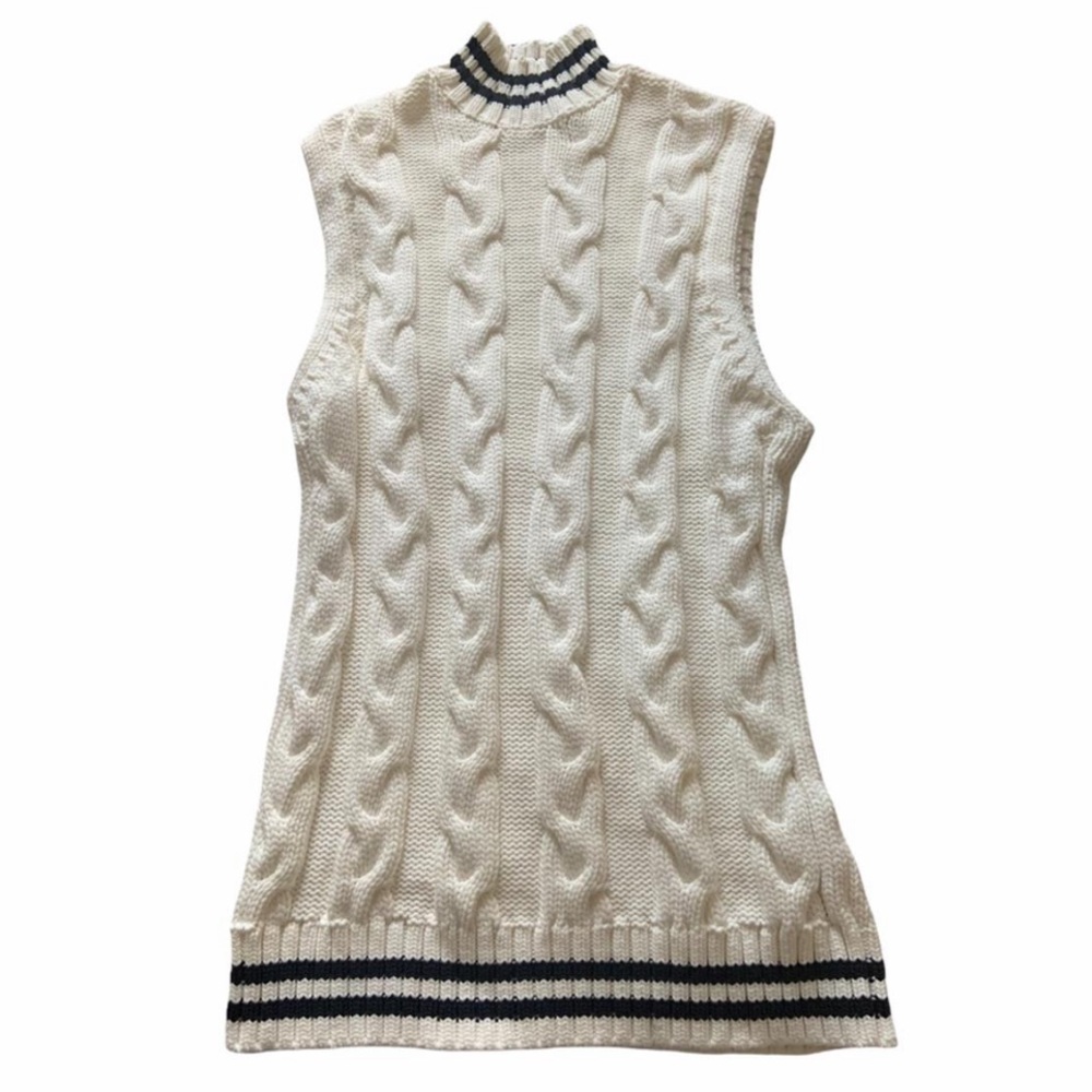 GANNI OVERSIZED CABLEKNIT TURTLENECK SWEATER VEST/DRESS
